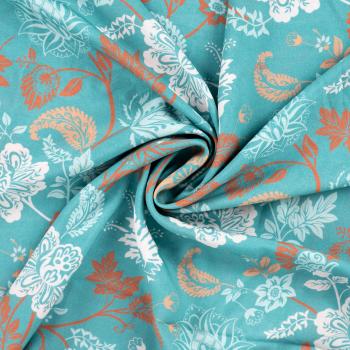 Viskose Voile Ibiza, Paisley Blumen Tiffany, Mint